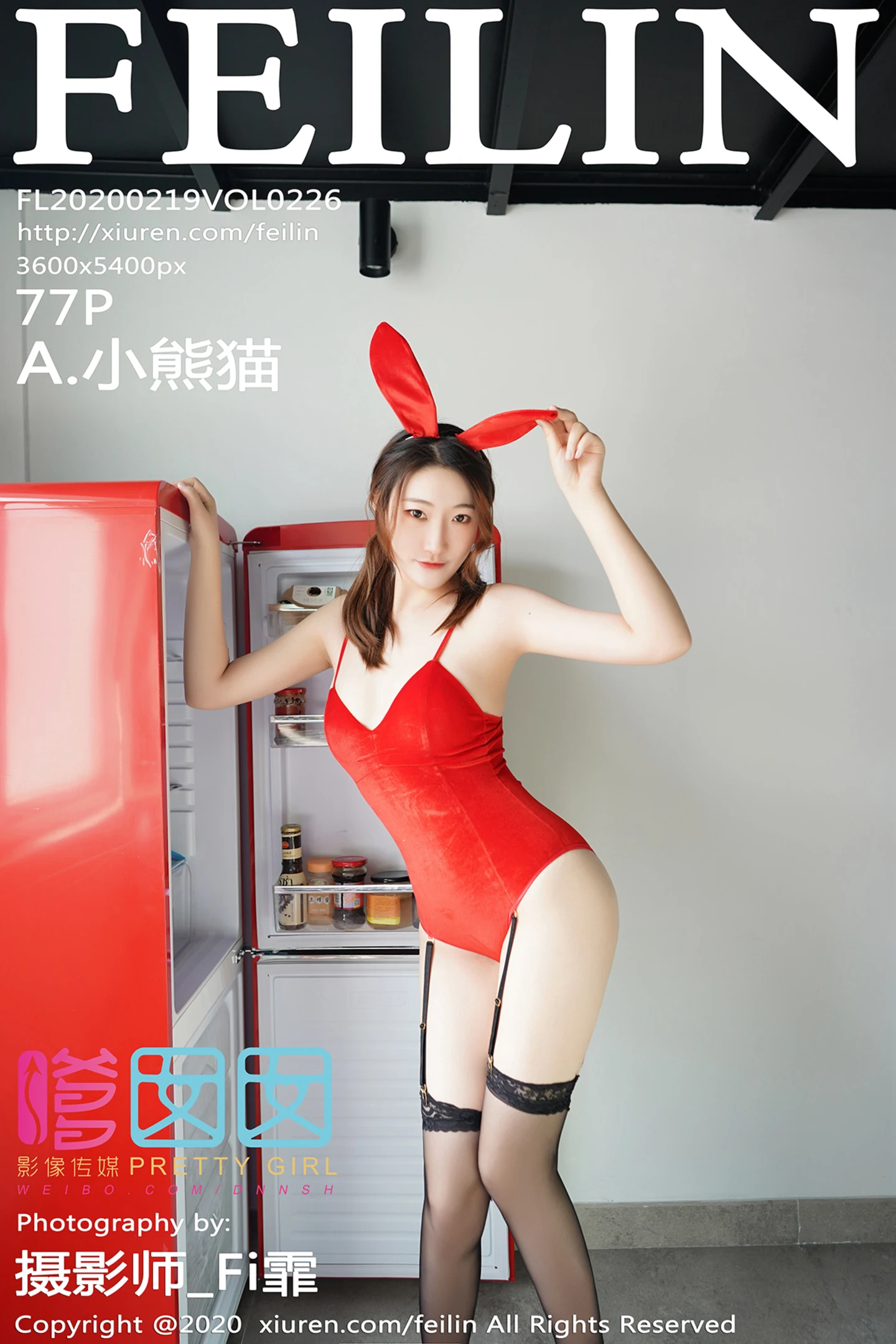 [FeiLin嗲囡囡]VOL.226_嫩模A.小熊猫私房红色兔女郎配吊带黑丝秀完美身材诱惑写真77P-秀人网 - XiuRen.Pro